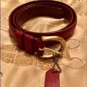 Women Coach leather red belt
